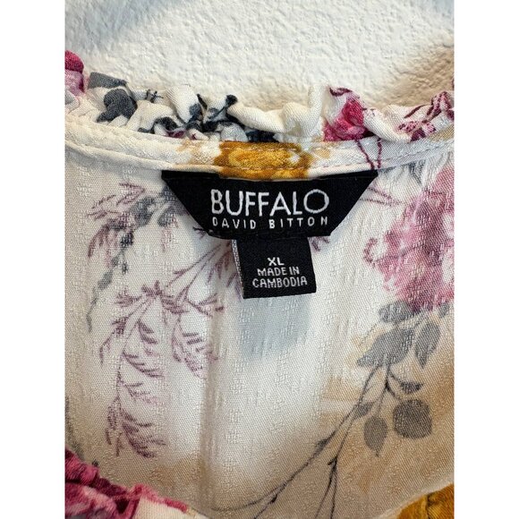 Buffalo David Bitton Womens Floral Dainty Boho Top XL White Cutout Cottagecore - Picture 2 of 8